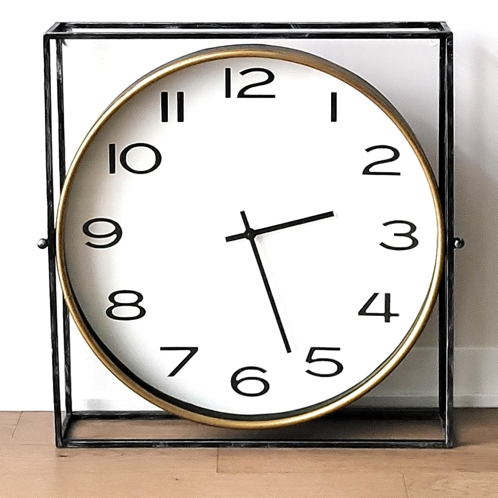 Pier1.com Large Wall Clock Suspended In Wrought Iron Frame. 24 X 26"